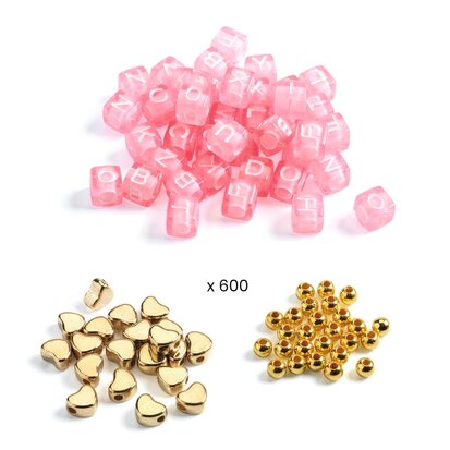 Djeco-Abundance Beads - Alfabet Kralen Goud