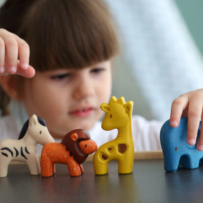 Plan Toys-Wild life set hout