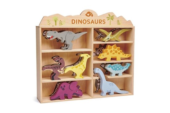Houten display met Dinosaurussen