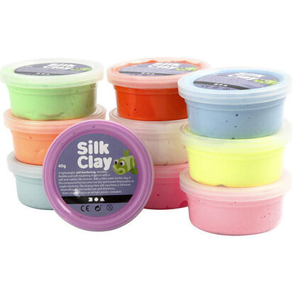 Silk clay - kleuren assorti - basic 2 - 10x40gr.