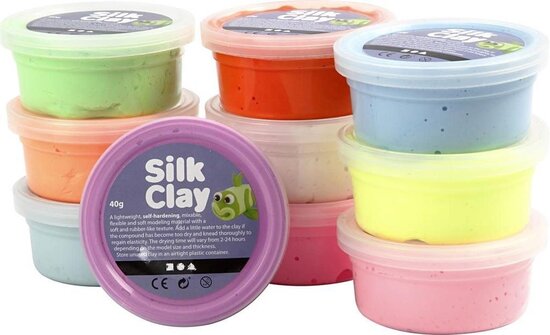 Silk clay - kleuren assorti - basic 2 - 10x40gr.
