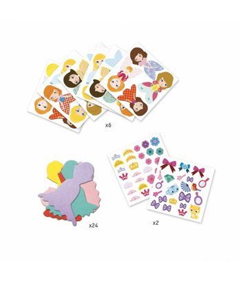Djeco Creaties met Stickers - Ik hou van Prinsessen 3+