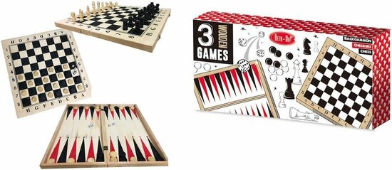 Retr-Oh 3-in-1 Spelset: Schaken, Dammen & Backgammon