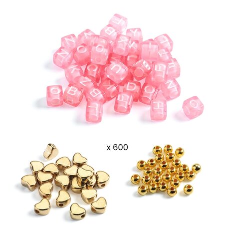 Djeco-Abundance Beads - Alfabet Kralen Goud
