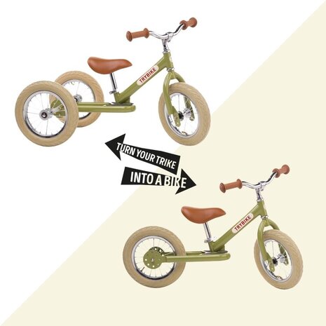 Trybike Loopfiets| Driewieler Vintage Green (twee-in-één)