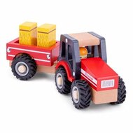 New Classic Toys Houten Tractor met aanhanger - Hooibalen | Speel je Wijs