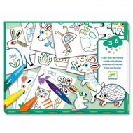 Djeco Tekenpakket - Cre&euml;ren met vormen - Dieren 3-6 jaar | Speel je Wijs