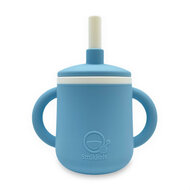 Smikkels Siliconen Kinderbeker met Oren, Deksel en Rietje - Blauw| Speel je Wijs