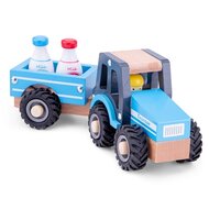 New Classic Toys Houten Tractor met Aanhanger - Melkbussen | Speel je Wijs