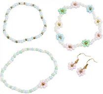 Mini Hobbyset Sieraden - Elastische Armbanden en Oorbellen Bloem| Speel je Wijs