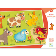 Djeco-Houten Puzzel Boerderijdieren - Coucou Cow | Speel je Wijs