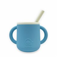 Smikkels Siliconen Kinderbeker met Oren, Deksel en Rietje - Blauw| Speel je Wijs