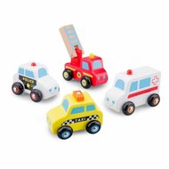 New Classic Toys Kleine houten Auto's - Set van 4 Hulpdiensten | Speel je Wijs