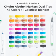 Ohuhu Honolulu B Alcohol Art Markers - Brush &amp; Fine - 48 kleuren | Speel je Wijs