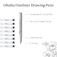 Ohuhu Fineliners - Zwart - Set van 8 | Speel je Wijs