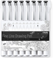 Ohuhu Fineliners - Zwart - Set van 8 | Speel je Wijs