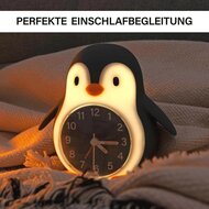 Nachtlamp USB met wekker - Pingu&iuml;n 13 cm | Speel je Wijs