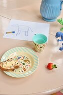 RICE Melamine Kinderkom met mintgroene kermisprint - Medium - 250 ml| Speel je Wijs