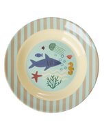 RICE Melamine Kinderkom met blauwe oceaanprint - Medium - 250 ml| Speel je Wijs