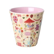 RICE Melamine Beker met Roze Kermisprint - Medium 250 ml | Speel je Wijs