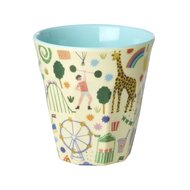 RICE Melamine Beker met Mintkleurige Kermisprint - Medium 250 ml | Speel je Wijs