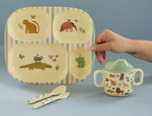 RICE Melamine Babydinerset in geschenkverpakking - Jungleprint | Speel je Wijs