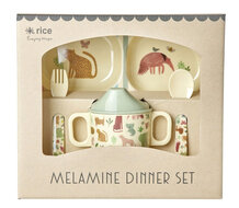 RICE Melamine Babydinerset in geschenkverpakking - Jungleprint | Speel je Wijs