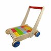 Houten Duwwagen met gekleurde blokken | Speel je Wijs