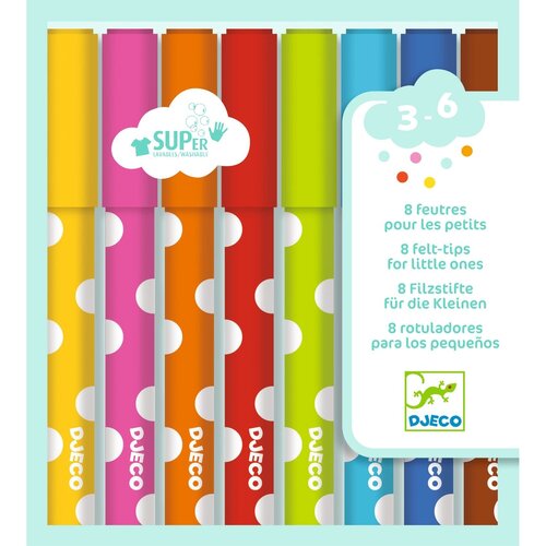 Djeco Uitwasbare Viltstiften 8 kleuren