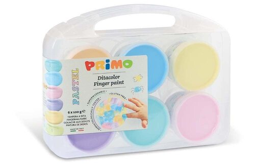 PRIMO  Vingerverf pastel 6 potjes in Koffer