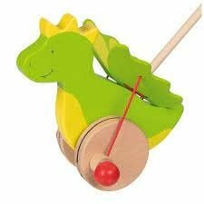 Houten Duwfiguur Draak 