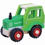Houten Tractor met rubberen wielen