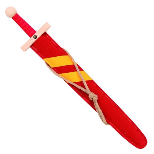 VAH Houten Ridder  Zwaard - Set Lancelot rood met houder