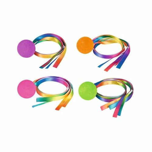 Stuiterbal 4,3 cm met staart 4 assorti