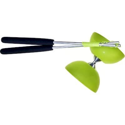 Rubber Diabolo met Aluminium Stokken - Groen