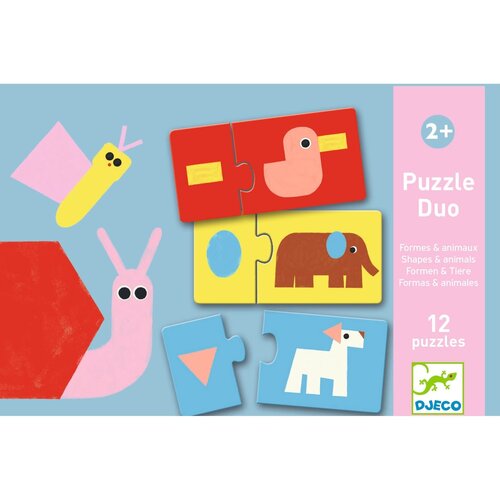 Djeco Duo puzzel | Vormen en dieren 2+