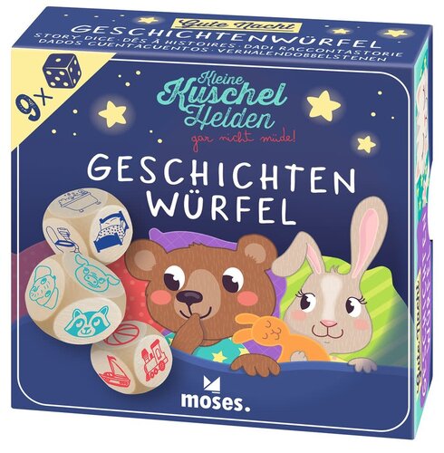 Kleine knuffelhelden verhaaldobbelstenen hout