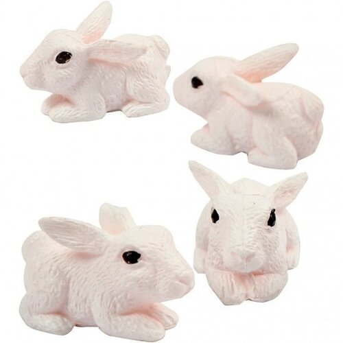 Miniatuur konijnen 4 stuks 1 cm wit
