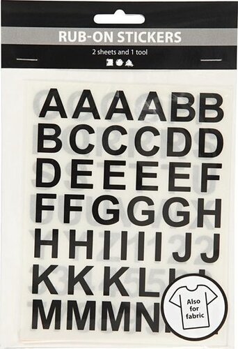 Rub on stickers letters en cijfers 12 x 15,5 cm