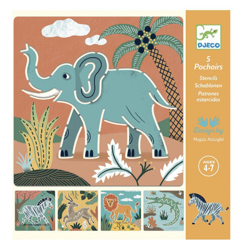 Djeco Tekensjablonen Wilde Dieren 4-7 Jaar