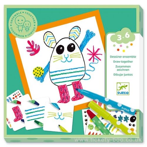 Djeco Draw Together-Together Funny Animals 2+
