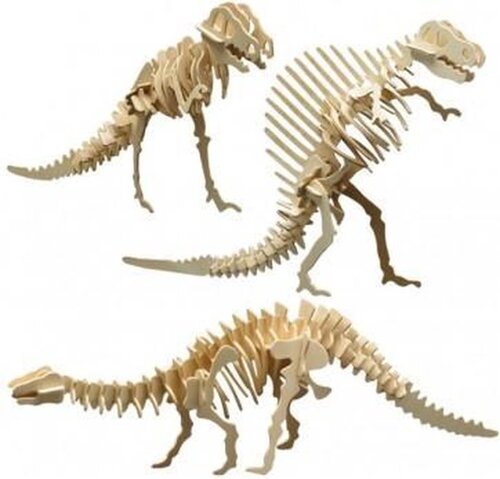 Drie Houten Bouwsets  Dino's