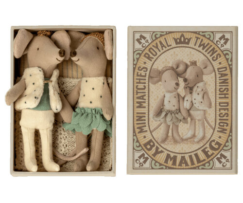 Maileg Royal Tweeling Muizen - Kleine Broer & Zus in Luciferdoos 1
