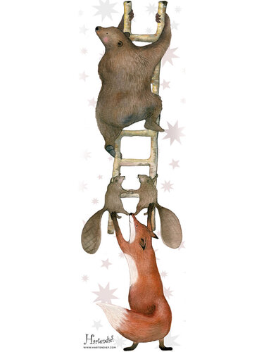 Dierenladder muursticker