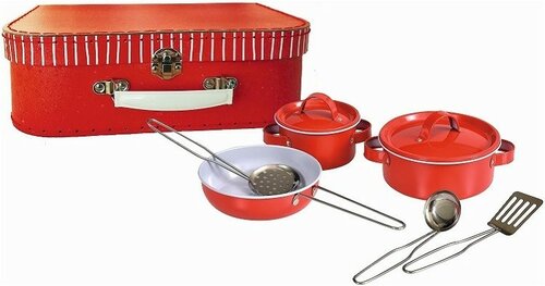 Egmont Toys-Metalen pannenset in koffer | Rood