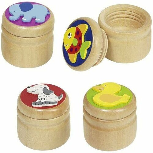 Houten Melktandendoosje - Olifant, Eend, Vis of Hond