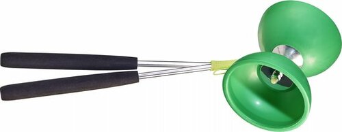 Rubber Diabolo met Aluminium Stokken Donkergroen