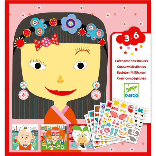 Djeco Creatief Met Stickers | Gezichten 3-6 jaar