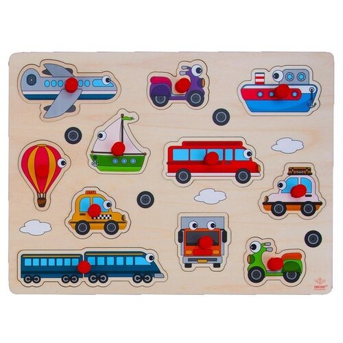 Houten Knop Puzzel Voertuigen 2+