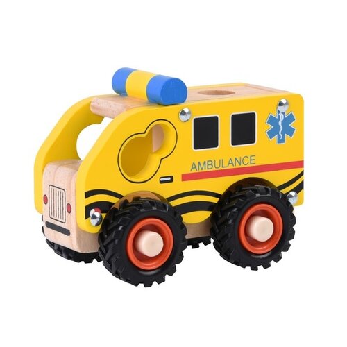 Houten Ambulance met rubberen wielen